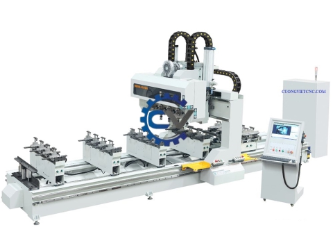 MÁY LÀM MỘNG ÂM DƯƠNG CNC 4 TRỤC 16 DAO (BÀN 5M, 4 KẸP XOAY 180 ĐỘ) LẬT MẶT PHÔI
